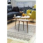 Dekoreko F5086K1-7 Kaymaz Taban Djt Salon Halısı Trend Saçaklı Iskandinav F5086 Bej