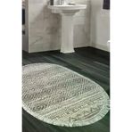 Dekoreko F5087P1-3 Kaymaz Taban Djt Banyo Halısı Star Pamuk Saçaklı Oval Iskandinav F5087 Gri