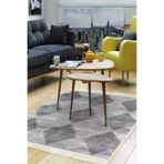 Dekoreko F5131D1-7 Kaymaz Taban Djt Salon Halısı Yıldız Deri Saçaklı Iskandinav F5131 Gri