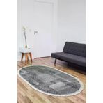 Dekoreko F5132D1-1 Kaymaz Taban Djt Salon Halısı Yıldız Deri Saçaklı Oval Iskandinav F5132 Gri