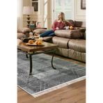Dekoreko F5132D1-7 Kaymaz Taban Djt Salon Halısı Yıldız Deri Saçaklı Iskandinav F5132 Gri