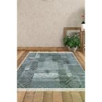 Dekoreko F5132D1-7 Kaymaz Taban Djt Salon Halısı Yıldız Deri Saçaklı Iskandinav F5132 Mavi