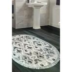 Dekoreko F5136P1-3 Kaymaz Taban Djt Banyo Halısı Star Pamuk Saçaklı Oval Iskandinav F5136 Gri