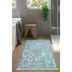 Dekoreko F5137P1-9 Kaymaz Taban Djt Banyo Halısı Star Pamuk Saçaklı Iskandinav F5137 Lacivert