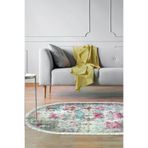 Dekoreko F5138D1-1 Kaymaz Taban Djt Salon Halısı Yıldız Deri Saçaklı Oval Modern F5138 Renkli