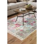 Dekoreko F5138K1-7 Kaymaz Taban Djt Salon Halısı Trend Saçaklı Modern F5138 Renkli