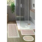 Dekoreko Kaymaz Taban Dijital 3'lü Banyo Klozet Takımı Trend Karışık Oval Modern 603m Pudra 603MK3-10P3O