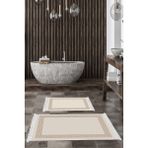 Dekoreko Kaymaz Taban Djt 2'li Banyo Paspas Takımı Trend Saçaklı Modern KT493 Krem
