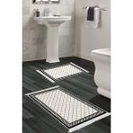 Dekoreko Kaymaz Taban Djt 2'li Banyo Paspas Takımı Yıldız Deri Saçaklı Modern 603M Krem