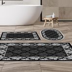 Dekoreko Kaymaz Taban Djt 3 Lü Banyo Paspas Takımı Trend Karışık Modern 700M Siyah