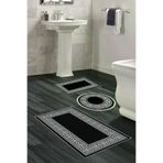 Dekoreko Kaymaz Taban Djt 3 Lü Banyo Paspas Takımı Trend Karışık Yuvarlak Modern 608m Siyah 608MK3-10P3Y