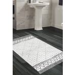 Dekoreko Kaymaz Taban Djt Banyo Halısı Star Pamuk Saçaklı Iskandinav F5081 Gri F5081P1-9