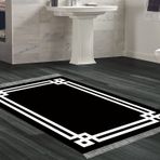 Dekoreko Kaymaz Taban Djt Banyo Halısı Star Pamuk Saçaklı Modern 1669 Siyah
