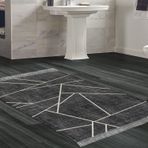 Dekoreko Kaymaz Taban Djt Banyo Halısı Star Pamuk Saçaklı Modern 717 Siyah