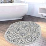 Dekoreko Kaymaz Taban Djt Banyo Halısı Star Pamuk Saçaklı Oval Modern 1906M Krem