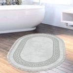 Dekoreko Kaymaz Taban Djt Banyo Halısı Star Pamuk Saçaklı Oval Modern 626M Gri