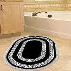 Dekoreko Kaymaz Taban Djt Banyo Halısı Star Pamuk Saçaklı Oval Modern 650M Siyah