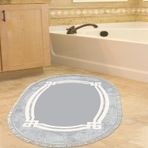Dekoreko Kaymaz Taban Djt Banyo Halısı Star Pamuk Saçaklı Oval Modern 657M Gri