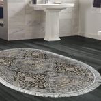 Dekoreko Kaymaz Taban Djt Banyo Halısı Star Pamuk Saçaklı Oval Modern 659M Pudra