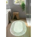 Dekoreko Kaymaz Taban Djt Banyo Halısı Star Pamuk Saçaklı Oval Modern M5142 Bej M5142P1-3