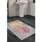 Dekoreko Kaymaz Taban Djt Banyo Halısı Trend Modern E4052 Krem Oranj Kırmızı E4052K2-9