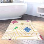 Dekoreko Kaymaz Taban Djt Banyo Halısı Trend Modern P1337 Renkli