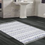 Dekoreko Kaymaz Taban Djt Banyo Halısı Trend Saçaklı İskandinav F5082 Lacivert