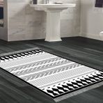 Dekoreko Kaymaz Taban Djt Banyo Halısı Trend Saçaklı İskandinav M1273 Siyah