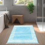 Dekoreko Kaymaz Taban Djt Banyo Halısı Trend Saçaklı Modern 1460 Mavi