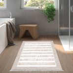 Dekoreko Kaymaz Taban Djt Banyo Halısı Trend Saçaklı Modern 1545 Bej