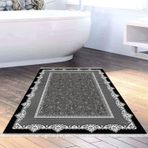 Dekoreko Kaymaz Taban Djt Banyo Halısı Trend Saçaklı Modern 1692 Siyah