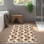 Dekoreko Kaymaz Taban Djt Banyo Halısı Trend Saçaklı Modern 1926 Kahve