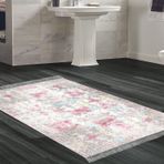 Dekoreko Kaymaz Taban Djt Banyo Halısı Trend Saçaklı Modern F5138 Renkli