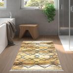 Dekoreko Kaymaz Taban Djt Banyo Halısı Trend Saçaklı Modern M5006 Kahve