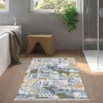 Dekoreko Kaymaz Taban Djt Banyo Halısı Trend Saçaklı Modern M5015 Mavi
