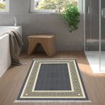 Dekoreko Kaymaz Taban Djt Banyo Halısı Trend Saçaklı Modern M5140 Siyah