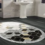 Dekoreko Kaymaz Taban Djt Banyo Halısı Trend Saçaklı Oval İskandinav 2146M Mavi