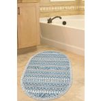Dekoreko Kaymaz Taban Djt Banyo Halısı Trend Saçaklı Oval Iskandinav F5082 Lacivert F5082K1-3