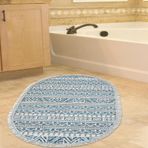 Dekoreko Kaymaz Taban Djt Banyo Halısı Trend Saçaklı Oval İskandinav F5082 Lacivert
