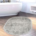 Dekoreko Kaymaz Taban Djt Banyo Halısı Trend Saçaklı Oval İskandinav F5083 Gri