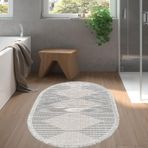 Dekoreko Kaymaz Taban Djt Banyo Halısı Trend Saçaklı Oval İskandinav F5085 Lacivert