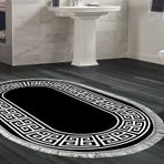 Dekoreko Kaymaz Taban Djt Banyo Halısı Trend Saçaklı Oval Modern 608M Gri