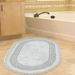 Dekoreko Kaymaz Taban Djt Banyo Halısı Trend Saçaklı Oval Modern 626M Antrasit