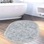 Dekoreko Kaymaz Taban Djt Banyo Halısı Trend Saçaklı Oval Modern 627M Mavi