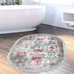 Dekoreko Kaymaz Taban Djt Banyo Halısı Trend Saçaklı Oval Modern F5138 Renkli