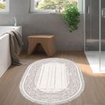 Dekoreko Kaymaz Taban Djt Banyo Halısı Trend Saçaklı Oval Modern M5076 Pembe