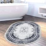 Dekoreko Kaymaz Taban Djt Banyo Halısı Trend Saçaklı Oval Modern M5132 Lacivert