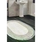 Dekoreko Kaymaz Taban Djt Banyo Halısı Trend Saçaklı Oval Modern M5142 Bej M5142K1-3