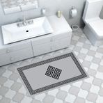 Dekoreko Kaymaz Taban Djt Banyo Halısı Yıldız Deri Modern 656M Siyah