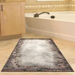 Dekoreko Kaymaz Taban Djt Banyo Halısı Yıldız Deri Modern F5049 Gri
